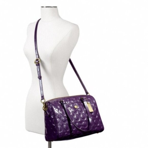 COACH PATENT LEATHER BAG - BRAND NEW - NEVER USED - AUBERGINE PURPLE - Picture 2 of 4